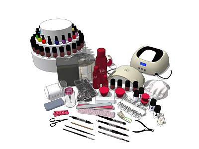 Complete Manicure Kit With Colorful Nail Polishes UV Lamp And Tools 3d model