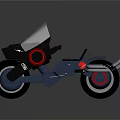 Blue Futuristic Motorcycle With Transparent Windshield Red Accents And Stylish Wheels