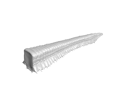 Elongated Covered Structure With Wrinkled Fabric Surface And Extended Form Design 3d model