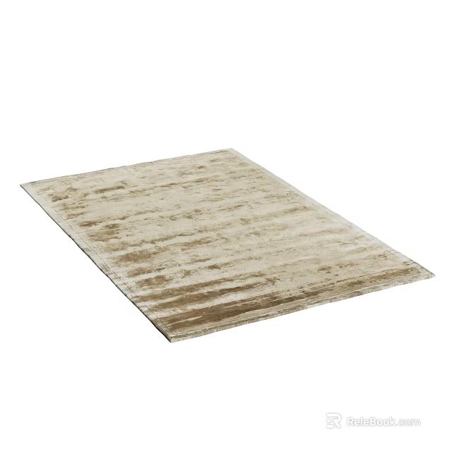 Modern Square Rug Featuring Beige Base with Brown Striped Pattern and Soft Texture 3d model