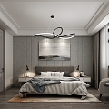 Bedroom Nordic Bedroom Chandelier Nordic Bed Bed 3d model