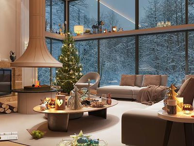 Cozy Modern Entertainment Room Interior Design With Comfortable Sofa TV And Decorations 3d model