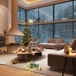 Snowy Living Room 3d model