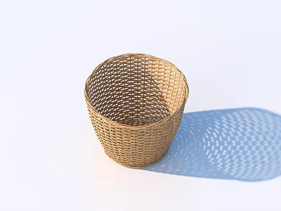 Natural Open Weave Wicker Basket for Household Storage Organizing and Decor 3d model