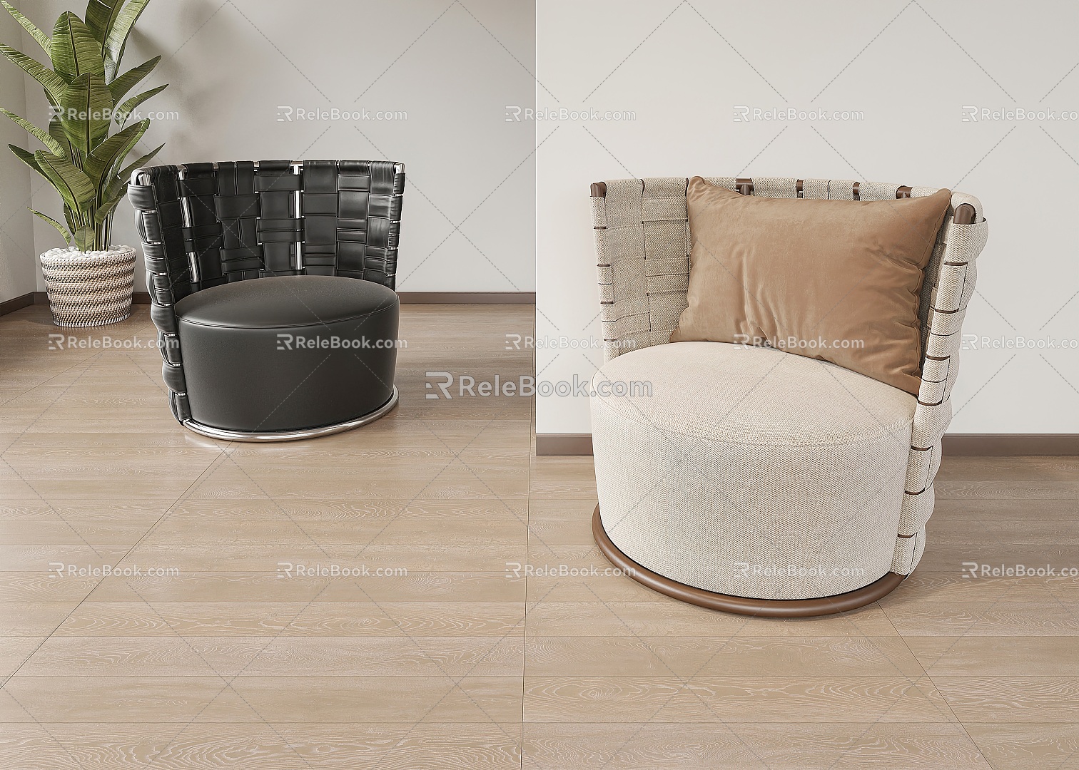 Modern single sofa sofa stool 3d model