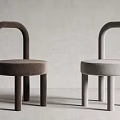 Modern Minimalist Leisure Chair With Curved Backrest Brown Gray Velvet Design