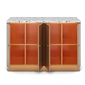 Elegant Wooden Storage Cabinet With Marble Countertop Golden Handles And Base