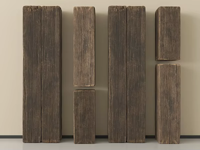 Natural Stone and Wood Wall Panels for Rustic Interior Design 3d model