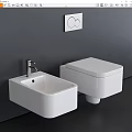 Modern White Wall Mounted Toilet With Matching Sink On Gray Wall