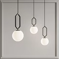 Modern Minimalist Pendant Lights With Geometric Black Frames And White Globe Shades