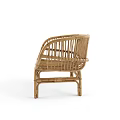 Wicker Leisure Chair With Black Cushion Natural Rattan Material For Indoor Outdoor Cozy Seating