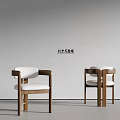 Modern Design Dining Chairs With Solid Wooden Frame And White Upholstered Seats 3d model