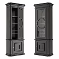 Modern Black Wine Cabinet With Glass Doors Circular Decorations And Storage Space