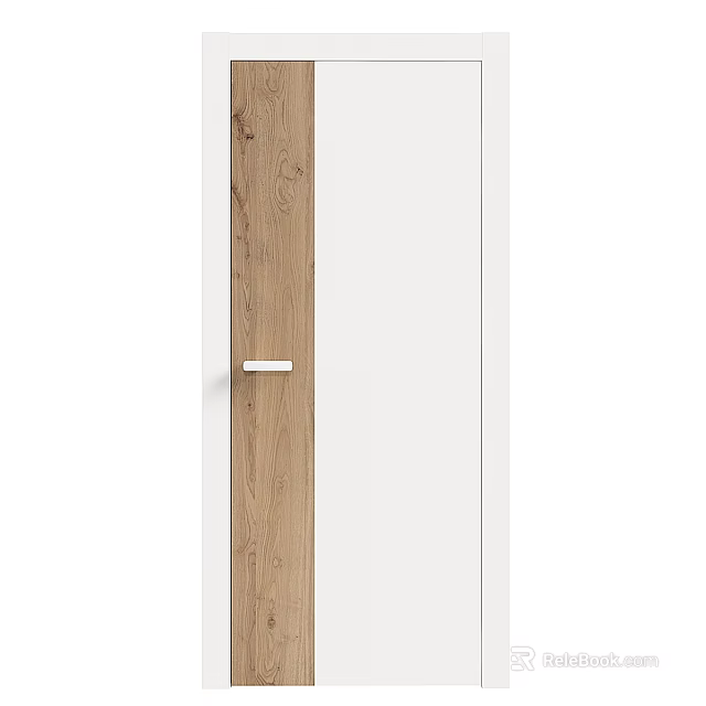 Modern Wooden And White Swing Door Design With Smooth Panel And Handle 3d model 