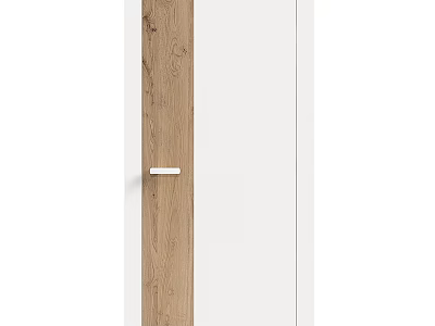 Modern Wooden And White Swing Door Design With Smooth Panel And Handle 3d model