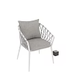 Modern Single Chair With Woven Frame Light Cushion And Neutral Color Design