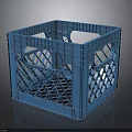 Blue Plastic Storage Basket With Grid Design And Handles For Household Use