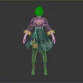 Game Anime Character With Silver Short Hair In Black Gothic Outfit And Long Boots