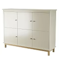 Modern White Dresser With Six Doors Golden Handles And Golden Legs