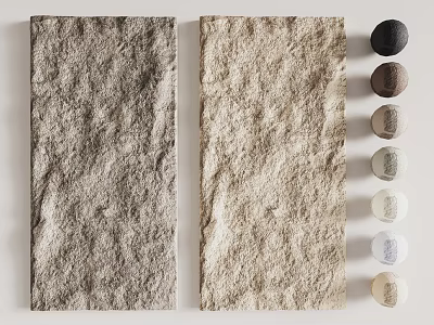 Natural Stone Slab Wall Decor With Different Textures And Multicolored Decorative Balls 3d model