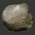 Wooden Stone Decorative Sculpture Piece With Intricate Carved Patterns And Green Illuminated Edges