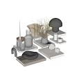 Stylish Decorative Ornament Combination Including Glass Vase Dried Plants Candles Stone Accents and Wooden Trays