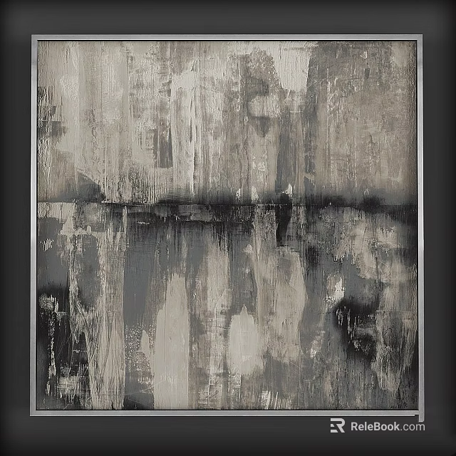 Abstract Black White Gray Wall Art With Textured Brush Strokes And Modern Design 3d model 