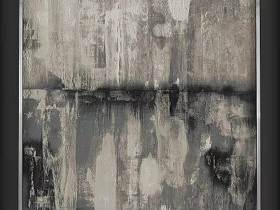 Abstract Black White Gray Wall Art With Textured Brush Strokes And Modern Design 3d model