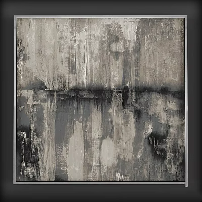 Abstract Black White Gray Wall Art With Textured Brush Strokes And Modern Design 3d model