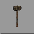 Medieval Metal Hammer Weapon With Square Head And Spiral Wooden Handle Design