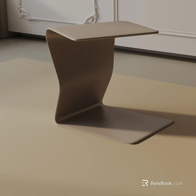 Modern Side Table With Unique Curved Leg Structure And Neutral Interior Design 3d model 
