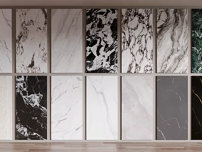 Various Styles Of Wainscoting With Marble Textures And Color Options For Interior Design 3d model