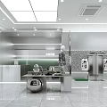 Modern Clothing Store Interior With Bright Lighting Glass Display Racks And Green Accents