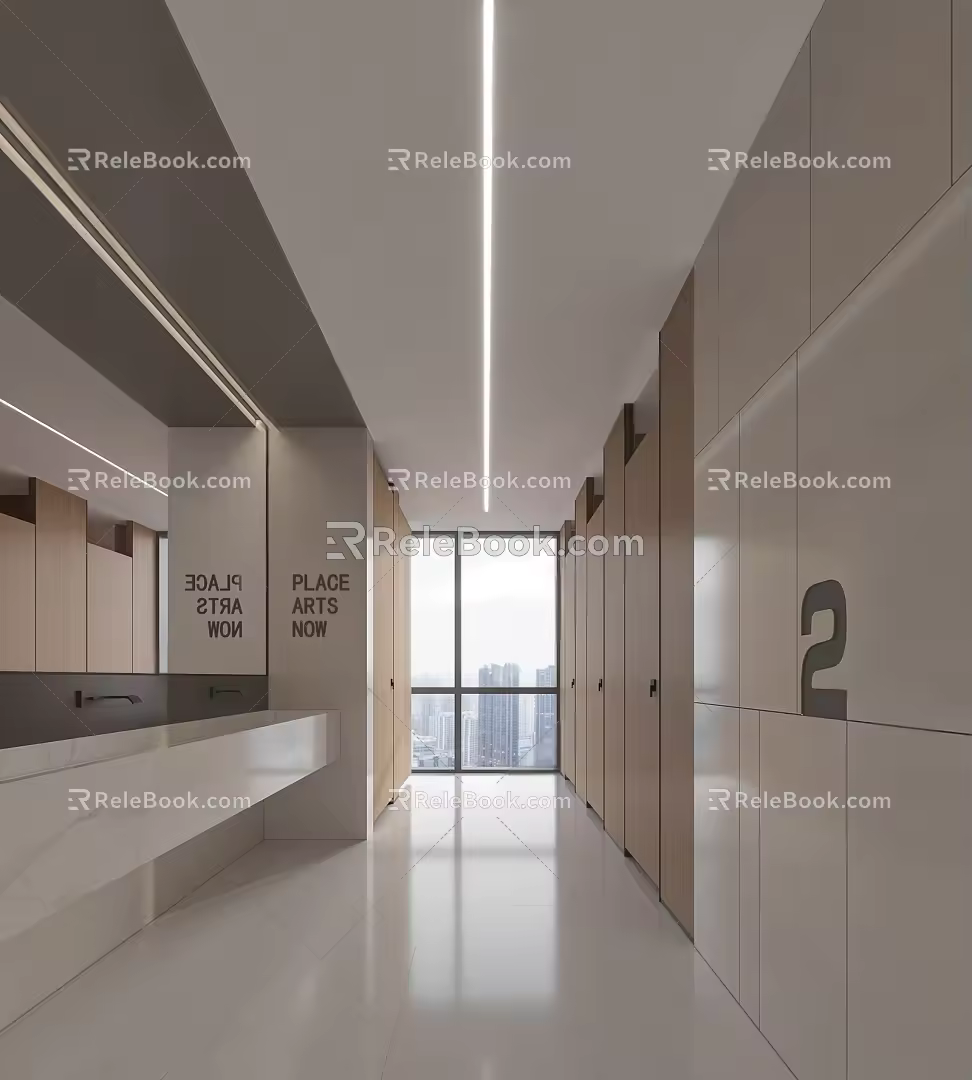 Modern Public Restroom Public Restroom 3d model