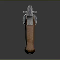 Classic Revolver With Metallic Body And Wooden Grip On Dark Surface