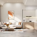 Modern Living Room Interior With Arched Windows Sofa TV Rug And Decorative Plants