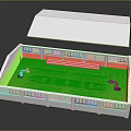 Detailed Miniature Basketball Court Model With Hoop Equipment And Spectator Stands