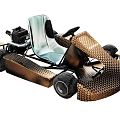 Metallic Mesh Go Kart With Light Blue Seat Steering Wheel And Wheels