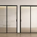 Interior Sliding Doors With Black Frames Frosted Glass And Wooden Floor Design