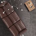 Modern three-seat sofa brown three-seat leather art sofa 3d model