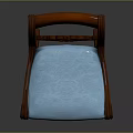 Elegant Classic Wooden Chair With Intricate Carved Backrest And Blue Upholstered Seat
