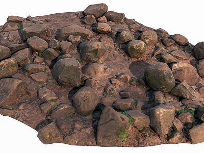 Rough Stone And Wood Materials With Natural Texture For Outdoor Decor Design 3d model