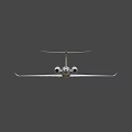 Modern white and blue business jet with sleek fuselage wings engine and tail details