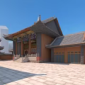 Traditional Chinese Ancient Architecture With Classic Roof Eaves Courtyard And Decorative Details