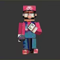 Pixel Style Character With Pink Hat Blue Overalls Holding Game Cartridge