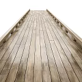 Wooden Road Boardwalk Structure With Wooden Planks Railings And Supporting Posts
