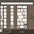 Modern Bookcase With Compartments Books Decorative Items And Wooden Floor