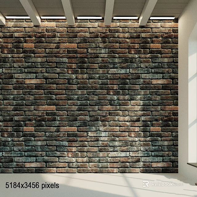 Vintage Brown And Gray Brick Wall With Distressed Texture And Decorative Design 3d model 
