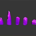Purple Crystal Decorative Ornament Set with Various Shapes and Shiny Reflective Surfaces