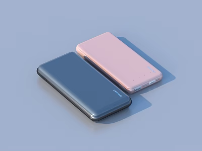 Anker Portable Power Banks in Dark Blue and Pink Sleek Design for Mobile Charging 3d model